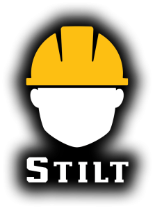 Stilt logo: a worker wearing a yellow hardhat