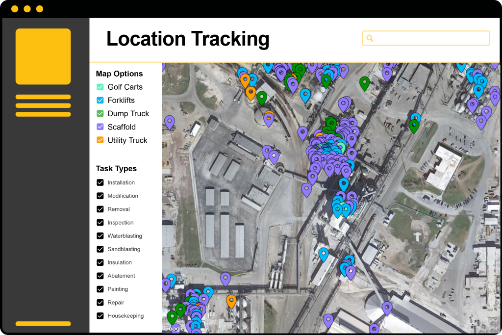 Desktop view of Stilt's location tracking feature: Identify an asset’s location at any given point in time using tracking IDs.